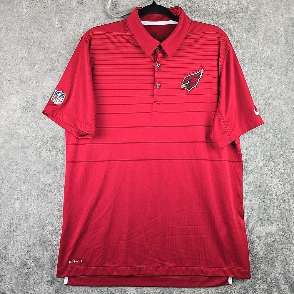 Arizona Cardinals Nike Dri-Fit On Field Golf Polo Shirt Mens Size Large Red Logo
